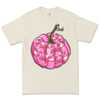 Bone pink pumpkin with breast cancer ribbons Premium Tee - RanaPortraitStore