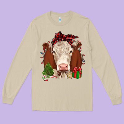 Christmas Hereford Long Sleeve Tee Designed By Jahusdesignshop