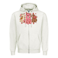 Oatmeal Heather mexican desert ghosts Zipper Hoodie - MaliasSmallBusiness