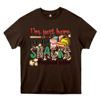 Chocolate Brown i'm just here for the snacks #softball sister Heavy Core Tee - Zillion Design Studio