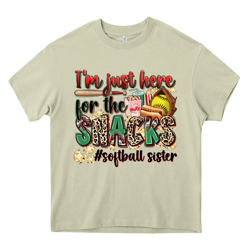I'm Just Here For The Snacks #softball Sister Heavy Core Tee by Zillion Design Studio | Teevron