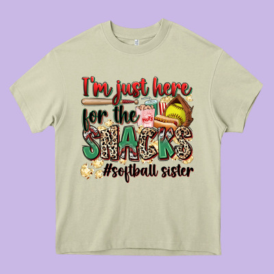 I'm Just Here For The Snacks #softball Sister Heavy Core Tee Designed By Zillion Design Studio