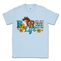 Dusty Blue Western Farm Life Rooster Head Classic Tee - LillyAllenDesigns