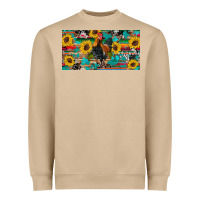Mushroom western coop animals rooster sunflowers cowhide wooden serape glitter Heavyweight Sweatshirt - Artiststas