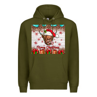 Army Green merry christmas cow Premium Hoodie - JahusDesignShop