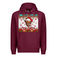 Burgundy merry christmas cow Premium Hoodie - JahusDesignShop