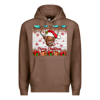 Chestnut merry christmas cow Premium Hoodie - JahusDesignShop