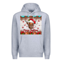 Heather Grey merry christmas cow Premium Hoodie - JahusDesignShop
