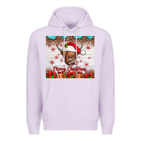 Lilac merry christmas cow Premium Hoodie - JahusDesignShop