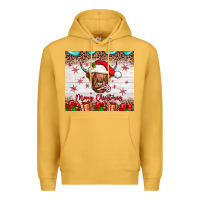 Mustard merry christmas cow Premium Hoodie - JahusDesignShop