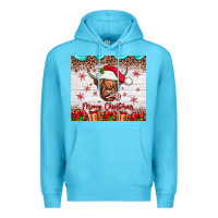 Ocean Blue merry christmas cow Premium Hoodie - JahusDesignShop