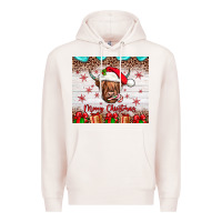 Pale Pink merry christmas cow Premium Hoodie - JahusDesignShop