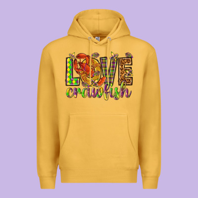 Mardi Gras Love Crawfish Premium Hoodie Designed By Nancycooperartshop