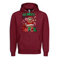 Burgundy lookin' like a snack christmas character Zipper Hoodie - MaliasSmallBusiness