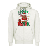 Oatmeal Heather lookin' like a snack christmas character Zipper Hoodie - MaliasSmallBusiness