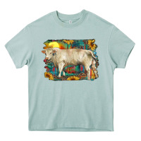Arona western charolais bull and aztec sunflower background Heavy Core Tee - RanaPortraitStore