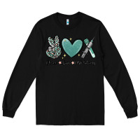 Black peace love phlebotomy Long Sleeve Tee - MaliasSmallBusiness