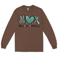 Chestnut peace love phlebotomy Long Sleeve Tee - MaliasSmallBusiness