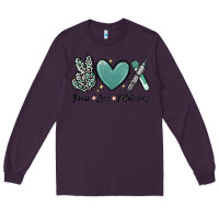 Plum peace love phlebotomy Long Sleeve Tee - MaliasSmallBusiness