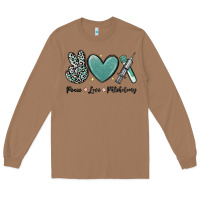 Toasted Coconut peace love phlebotomy Long Sleeve Tee - MaliasSmallBusiness