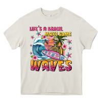 Cream lifes a beach make some waves Heavy Core Tee - texasbilliewilder