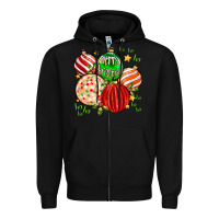Black merry christmas tree ball Zipper Hoodie - MaliasSmallBusiness