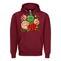 Burgundy merry christmas tree ball Zipper Hoodie - MaliasSmallBusiness