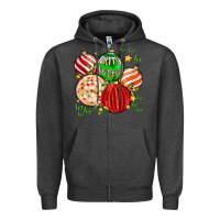 Charcoal Heather merry christmas tree ball Zipper Hoodie - MaliasSmallBusiness