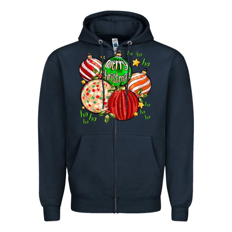 Merry Christmas Tree Ball Zipper Hoodie by MaliasSmallBusiness | Teevron