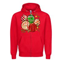 Red merry christmas tree ball Zipper Hoodie - MaliasSmallBusiness