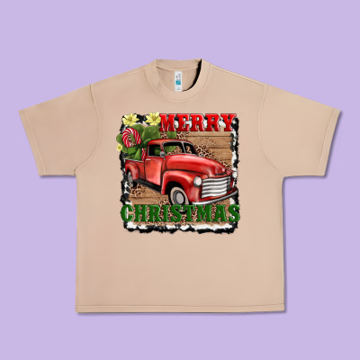 Merry Christmas With Truck Urban Heavy Tee Designed By Adodesignshop