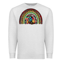 Oatmeal Heather Christmas cowboy boots rainbow Premium Sweatshirt - RanaPortraitStore