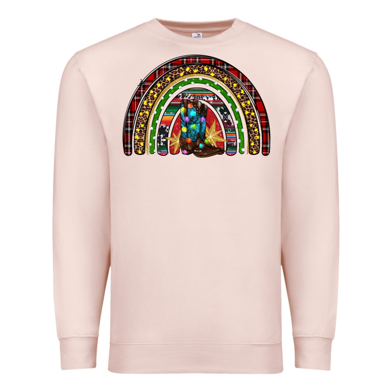 Christmas Cowboy Boots Rainbow Premium Sweatshirt by RanaPortraitStore | Teevron
