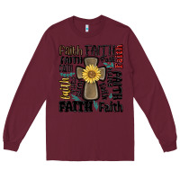 Burgundy faith cross Long Sleeve Tee - MaliasSmallBusiness