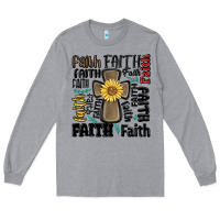 Heather Grey faith cross Long Sleeve Tee - MaliasSmallBusiness
