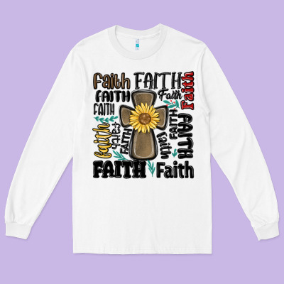 Faith Cross Long Sleeve Tee Designed By Maliassmallbusiness