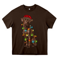 Chocolate Brown Christmas labrador retriever Heavy Core Tee - RanaPortraitStore