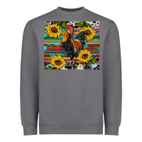 Storm western coop animals rooster sunflowers cowhide wooden serape glitter Heavyweight Sweatshirt - Artiststas