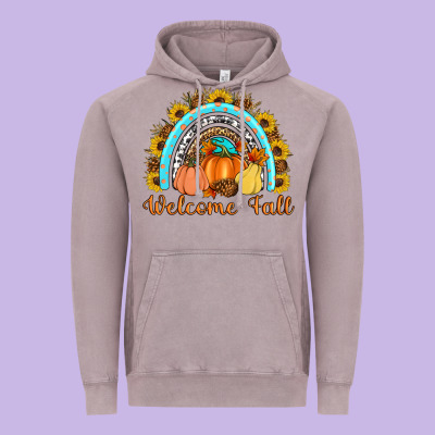 Welcome Fall Rainbow Vintage Hoodie Designed By Artiststas