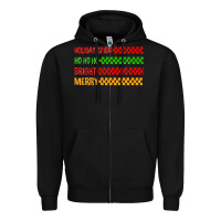 Black holiday spirit hohoho bright merry Zipper Hoodie - MaliasSmallBusiness