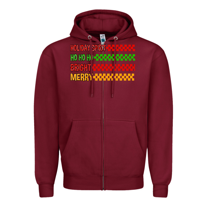 Holiday Spirit Hohoho Bright Merry Zipper Hoodie by MaliasSmallBusiness | Teevron