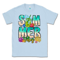 Dusty Blue Summer Vibes Classic Tee - CowhideDigitalArt