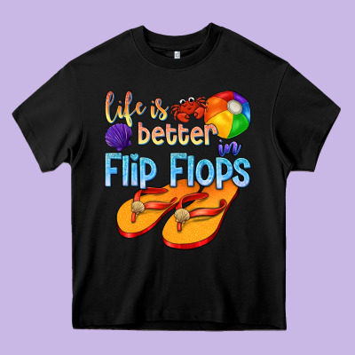 Life Is Better In Flip Flops Heavy Core Tee Designed By Texasbilliewilder