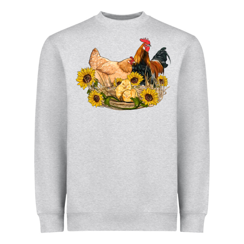 Western Coop Animals Farm Chicken Chick Rooster Sunflowers Heavyweight Sweatshirt by Artiststas | Teevron