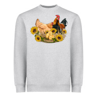 Heather Grey western coop animals farm chicken chick rooster sunflowers Heavyweight Sweatshirt - Artiststas