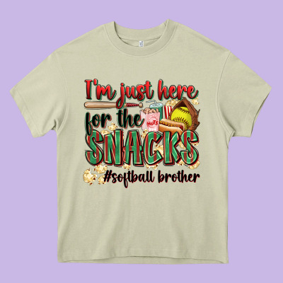 I'm Just Here For The Snacks #softball Brother Heavy Core Tee Designed By Zillion Design Studio