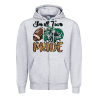 Heather Grey small town big pride green Zipper Hoodie - MaliasSmallBusiness
