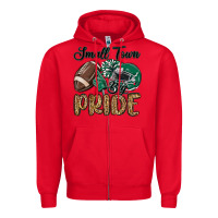 Red small town big pride green Zipper Hoodie - MaliasSmallBusiness