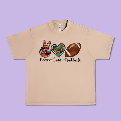 Peace Love Football Urban Heavy Tee Designed By Artiststas