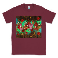 Burgundy love  and leopard with keys Classic Tee - AdoDesignShop